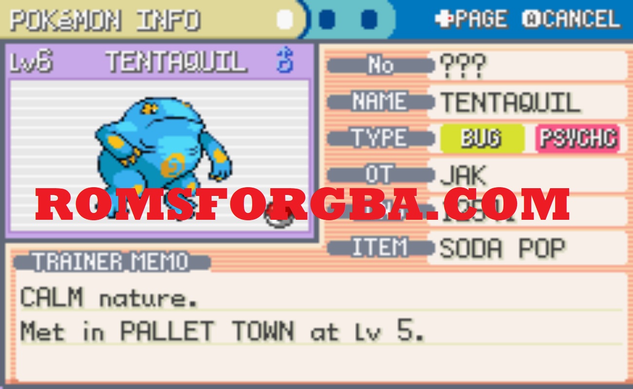 Screenshot of Pokémon Tentaquil ROM