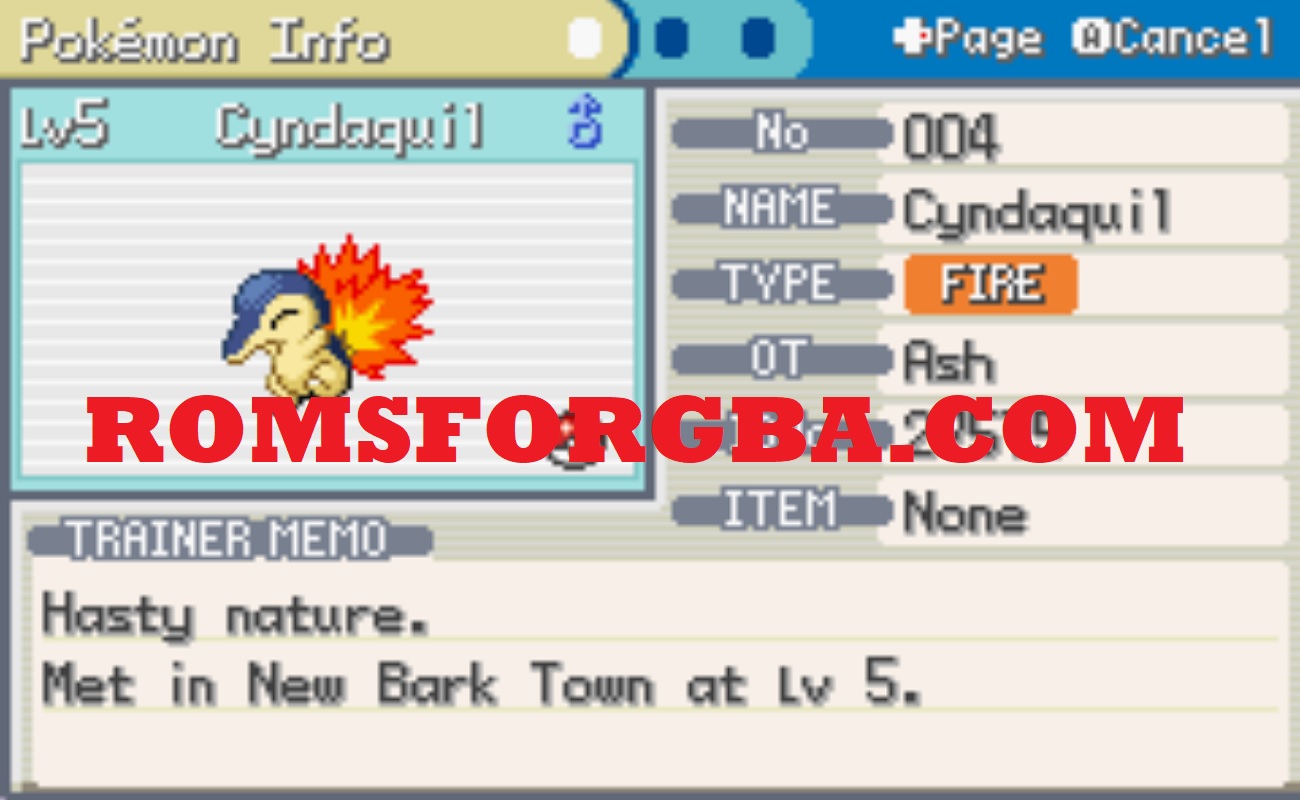 Screenshot of Pokémon Fire Gold ROM