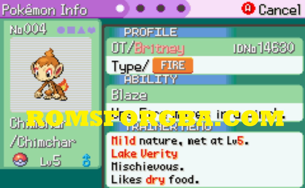 Screenshot of Pokémon Sharp Diamond ROM