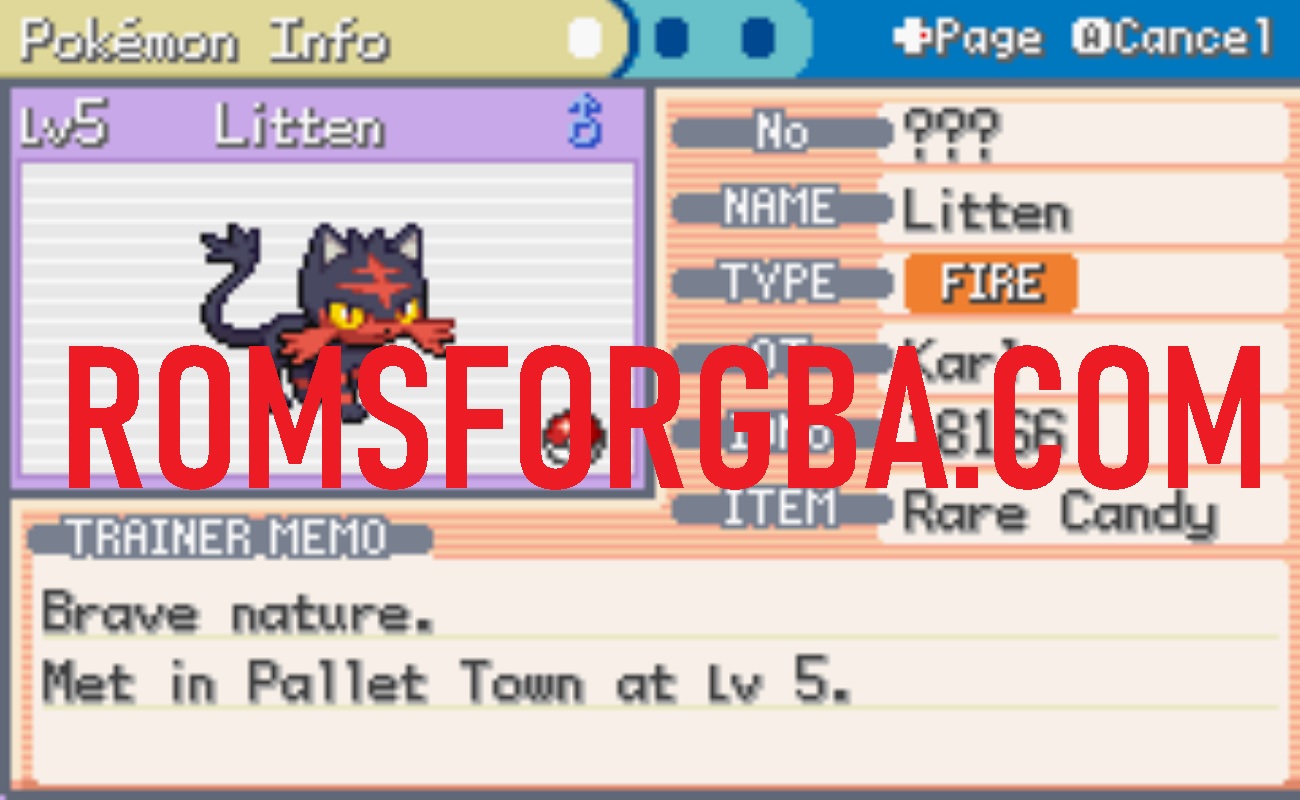 Screenshot of Pokemon Flaming Grace Game