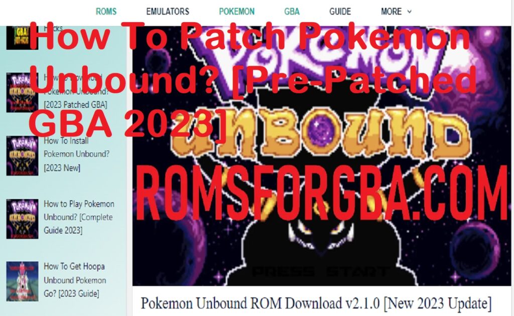 To Patch Pokemon Unbound